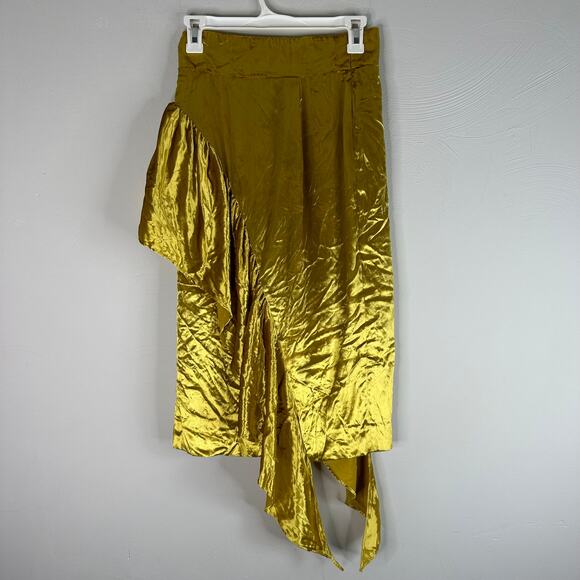 Milly Yellow Gold Angelina Midi Velvet Ruffle Skirt - Picture 6 of 10